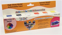 Tru-Color 10101 Automotive Paint Bottle Set Pkg 6 1oz Bottles High-Gloss Standard Colors