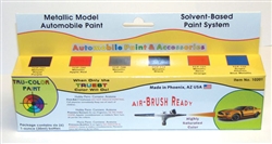 Tru-Color 10201 Automotive Paint Bottle Set Pkg 6 1oz Bottles Glossy Metallic Colors