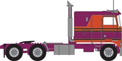 Trainworx 41053 N 1970s Kenworth K100 Salem Tractor w/VIT Flat-Top Sleeper Cab Assembled Burgundy, Orange