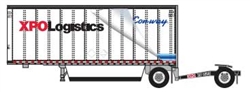 Trainworx 4289104 N 28' Pup Van Trailer with Converter Dolly XPO Logistics-Con-Way 1