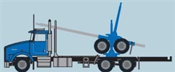 Trainworx 48084 N Kenworth T800 Log Truck with Trailer Assembled Blue Black