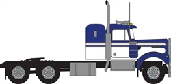 Trainworx 49034 N 1970s Kenworth W900 Seminole Tractor w/36" Sleeper Cab Assembled Blue White