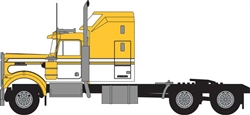 Trainworx 49046 N 1970s Kenworth W900 Seminole Tractor w/60" VIT Aerodyne Sleeper CabAssemb Yellow White