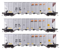 Walthers 56869 HO 50' RD-4 Hopper 3-Pack BNSF #651406 651477 651582
