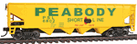 Walthers 1658 HO Offset Quad Hopper Peabody Short Line #6802