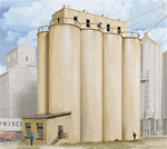 Walthers 2942 HO Modern Grain Head House w/Silos Kit