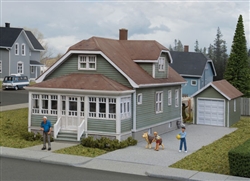Walthers 3791 HO Updated American Bungalow w/ Single-Car Garage Kit