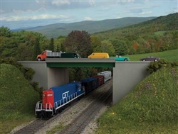 Walthers 4567 HO Modern Steel Highway Overpass with Concrete Sides Kit