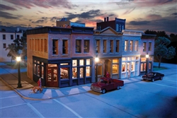 Walthers B3028 HO Merchant's Row I with Spaces Interior Structure Kit with Interior Lighting and Detail Insert