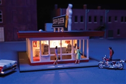 Walthers B3484 HO Vintage Dairy Queen with Spaces Interior Structure Kit with Interior Lighting and Detail Insert