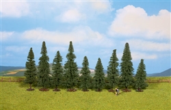 Walthers 1160 HO Fir Trees Pkg 9 3-1/8 to 4-3/4" Tall w/Flat Base