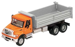 Walthers 94911661 HO International 7600 3-Axle Heavy-Duty Dump Truck Assembled Orange Cab Silver Dump Body