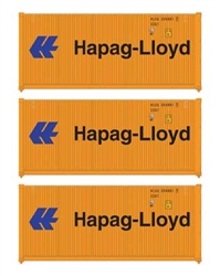 Walthers 18053 HO 20' Fully Corrugated Container 3-Pack Hapag-Lloyd
