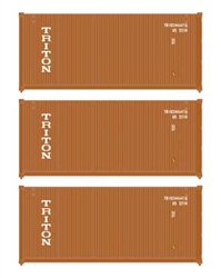 Walthers 18055 HO 20' Fully Corrugated Container 3-Pack Triton