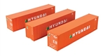 Walthers 18203 HO 40' Flat Panel Container 3-Pack Hyundai