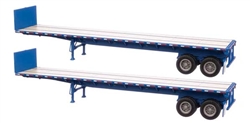 Walthers 2701 HO 40' Flatbed Trailer 2-Pack Blue
