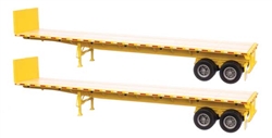 Walthers 2702 HO 40' Flatbed Trailer 2-Pack Yellow