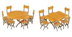 Walthers 4191 HO Tables and Chairs Kit One Each Square and Round Tables plus 12 Chairs