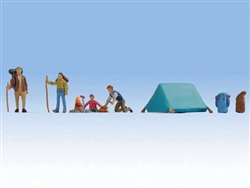 Walthers 6081 HO Hikers and Campers 4 Campers Tent & Accessories