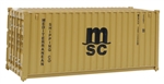 Walthers 8057 HO 20' Corrugated Container Mediterranean Shipping Co. MSC Brown