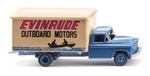 Wiking 44402 HO 1955-1956 Chevrolet Box Truck Assembled Evinrude (blue, beige, red)