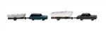 Wiking 92139 N Mercedes-Benz 280, Volkswagen Variant, 2 Boats on Trailers Set Assembled Black, Blue with White Boats