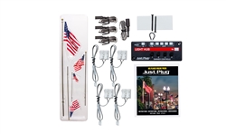 Woodland 5924 US Flag on Poles 1 Small 2 Med & 1 Large w/ Just Plug Lights & Hub
